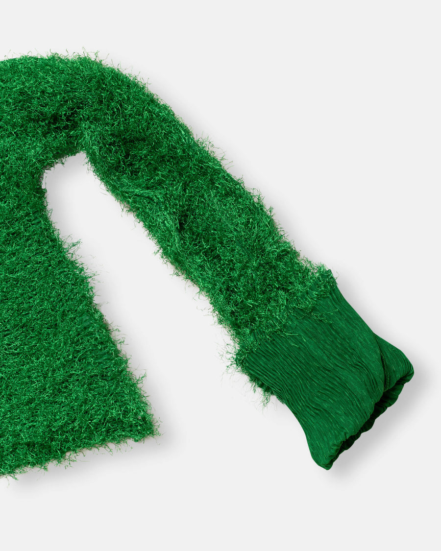 shifted fuzzy pleats cardigan