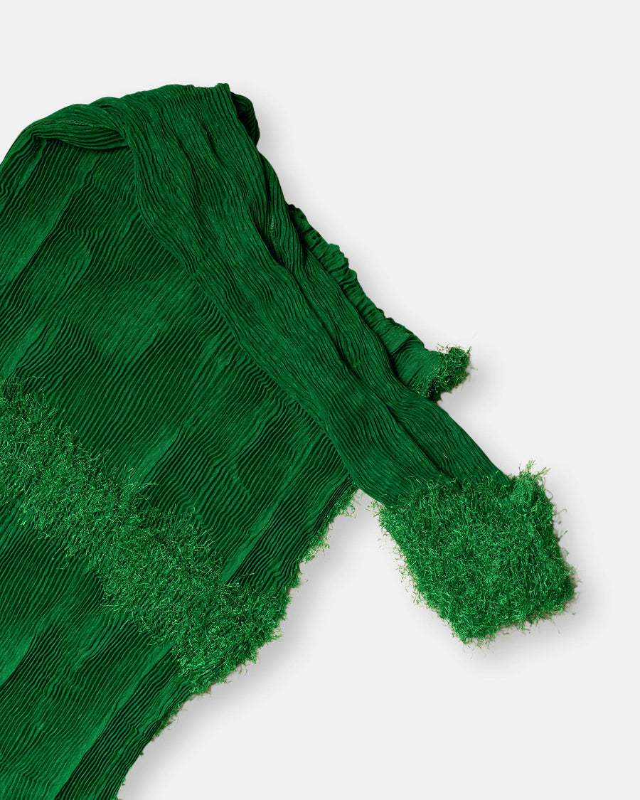 shifted fuzzy pleats cardigan