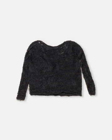 shifted fuzzy pleats sweater