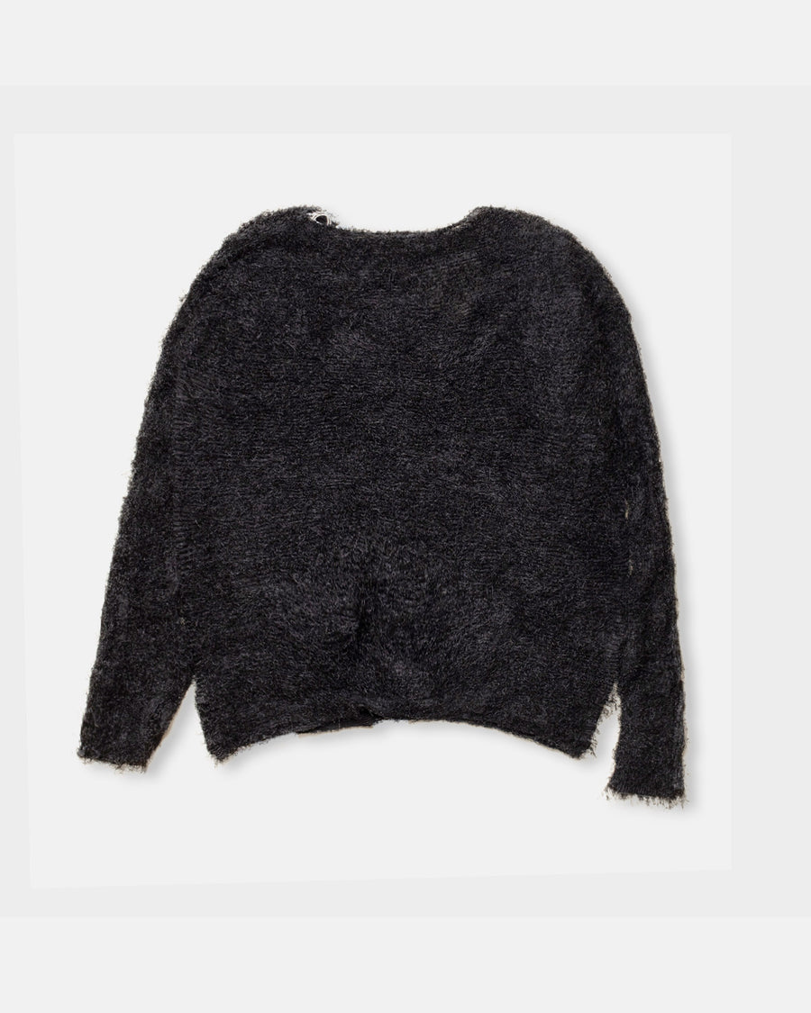 shifted fuzzy pleats sweater