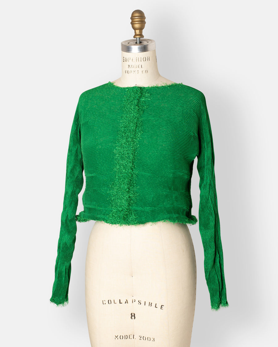 shifted fuzzy pleats cardigan