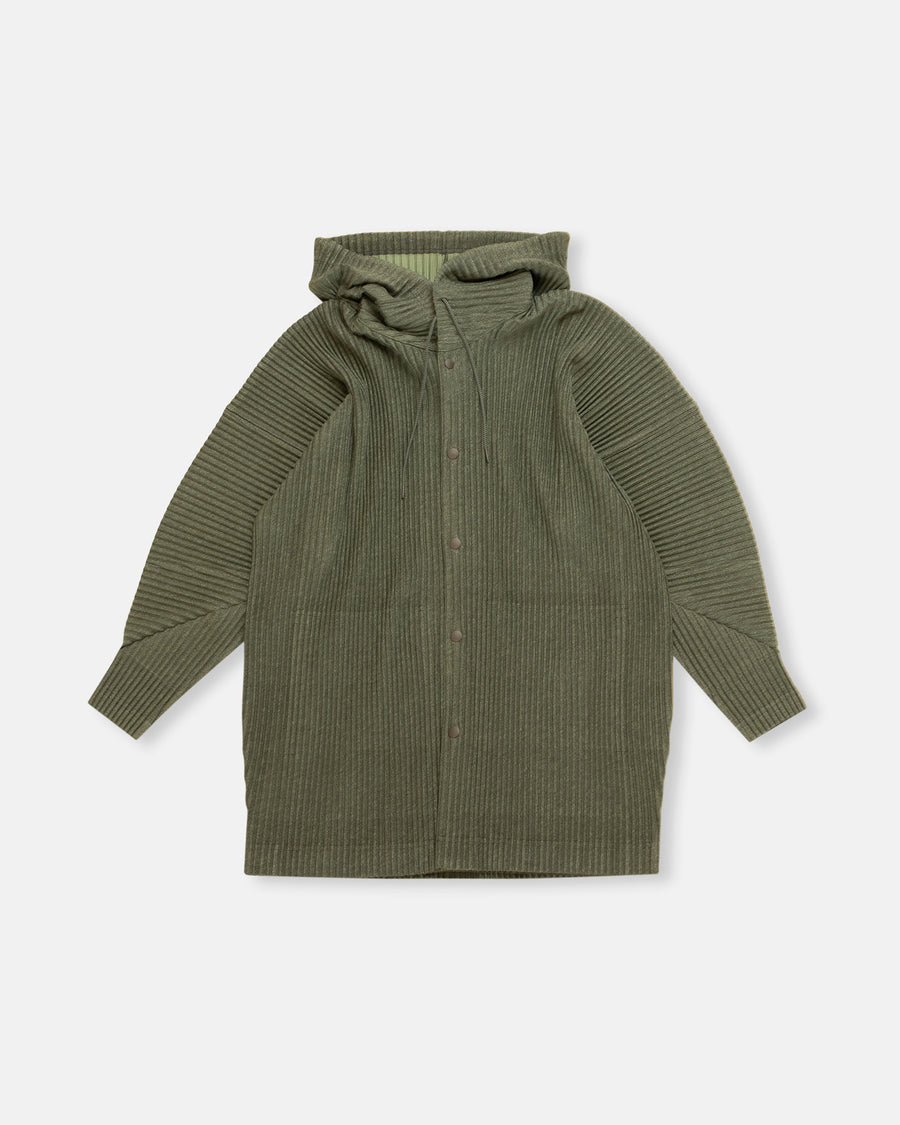 heather pleats hooded jacket