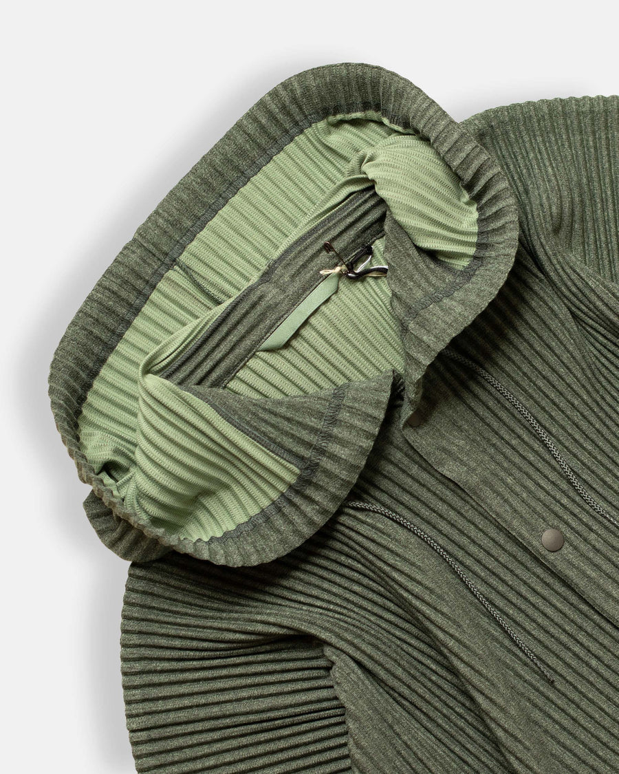 heather pleats hooded jacket