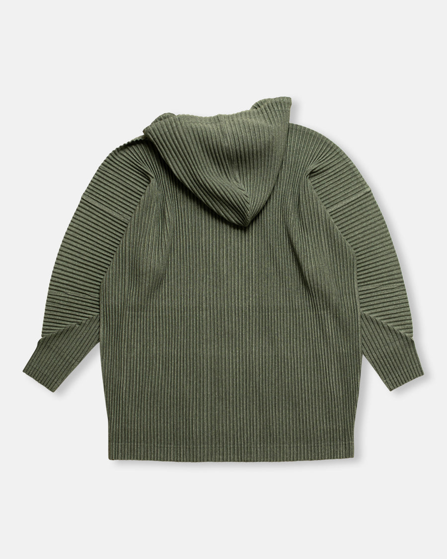 heather pleats hooded jacket