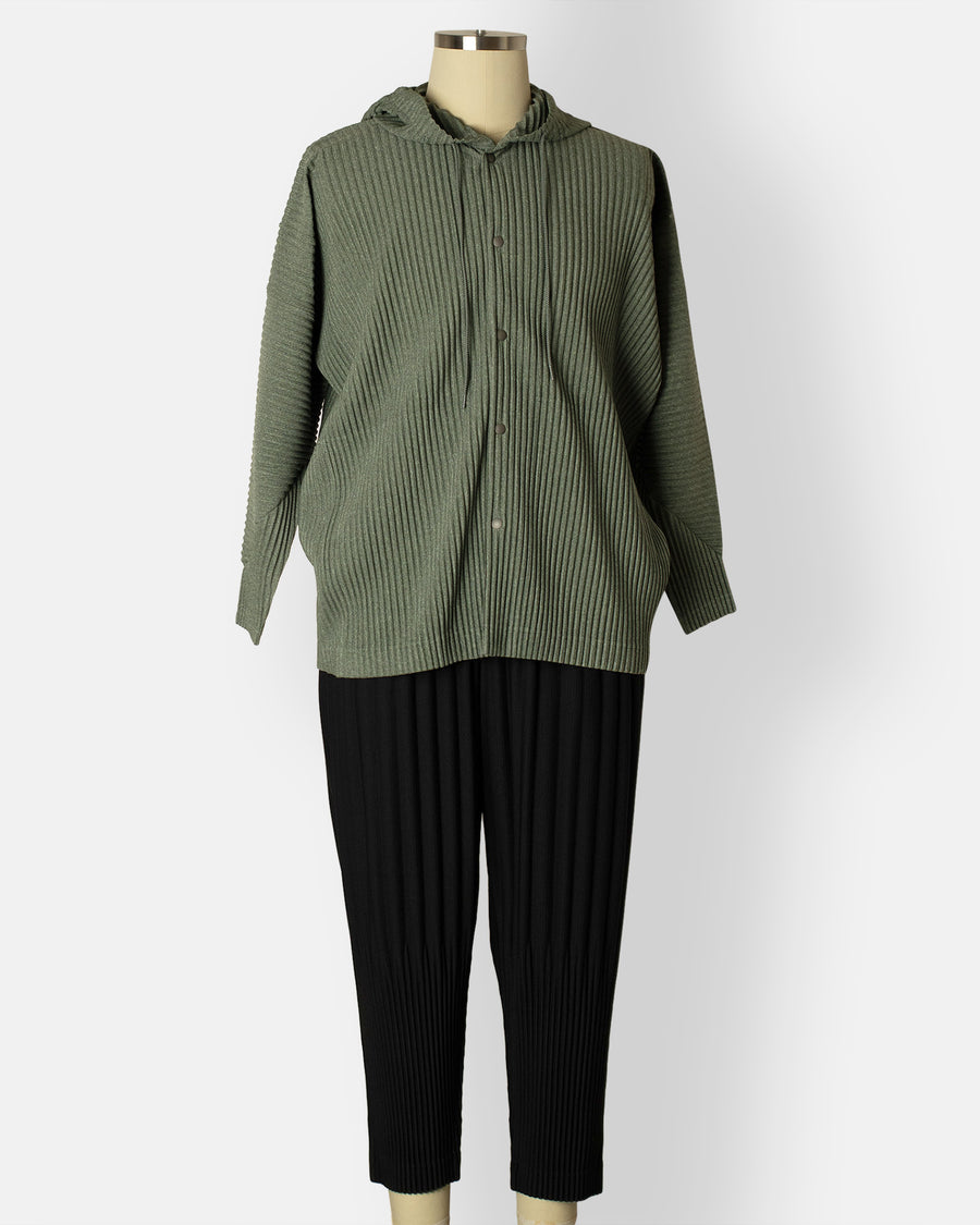heather pleats hooded jacket
