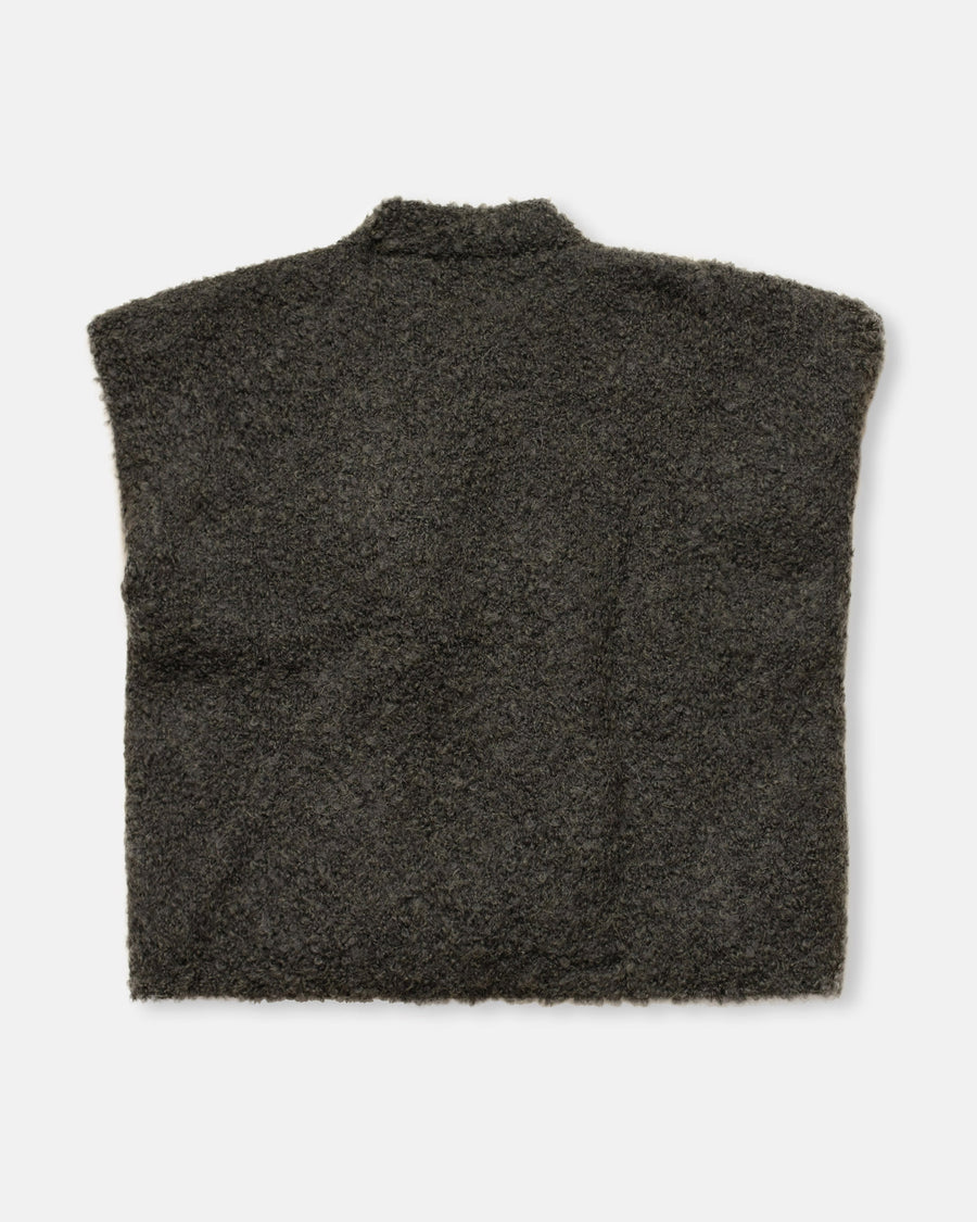 bouclé vest with pin