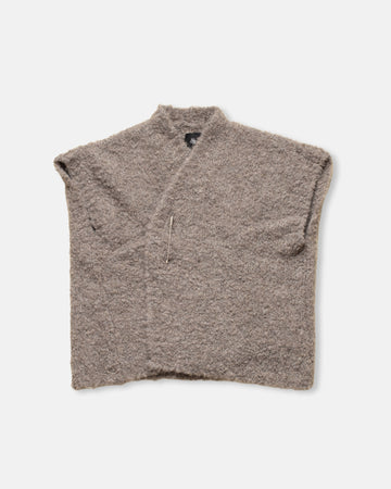 bouclé vest with pin