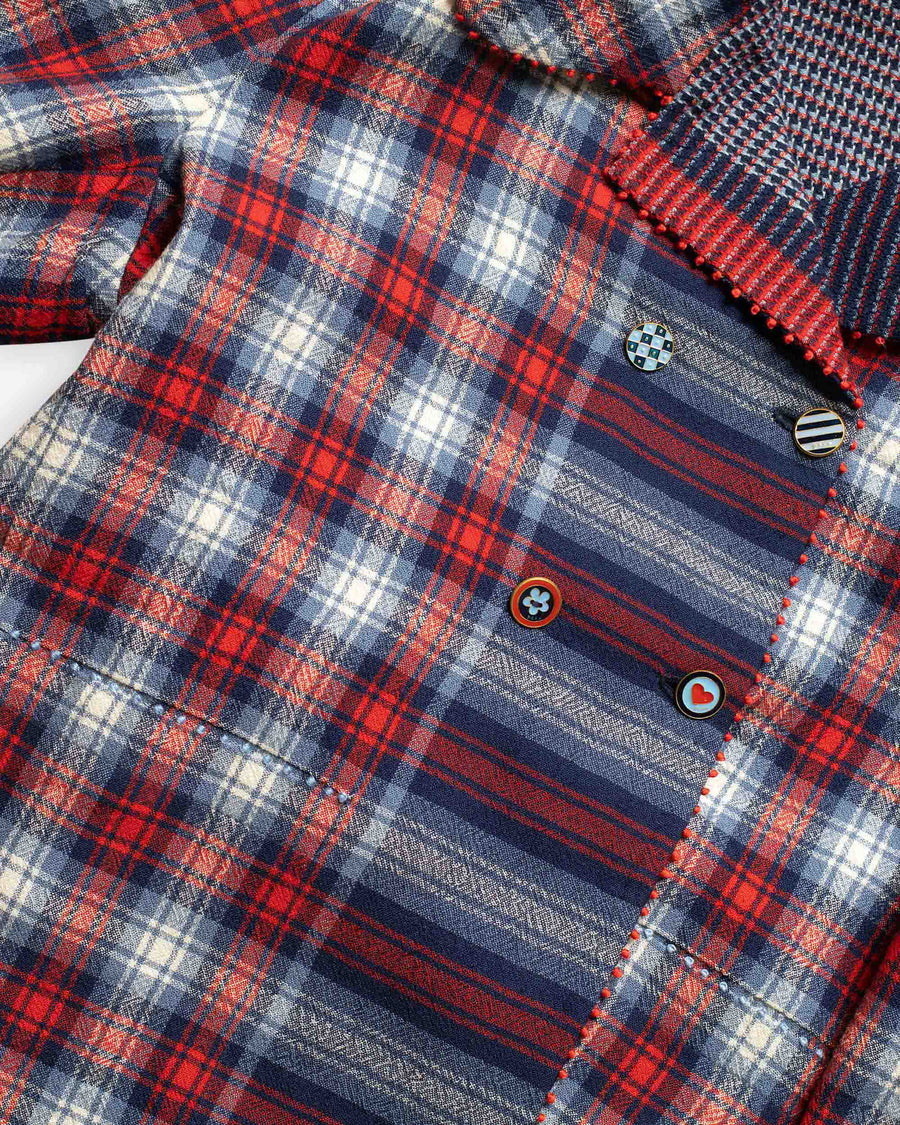 reversible double faced plaid jacket