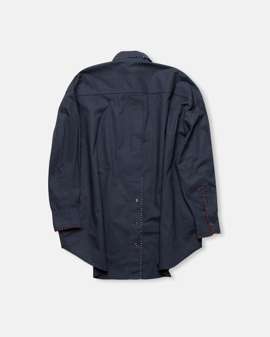 french knot trimmed shirt