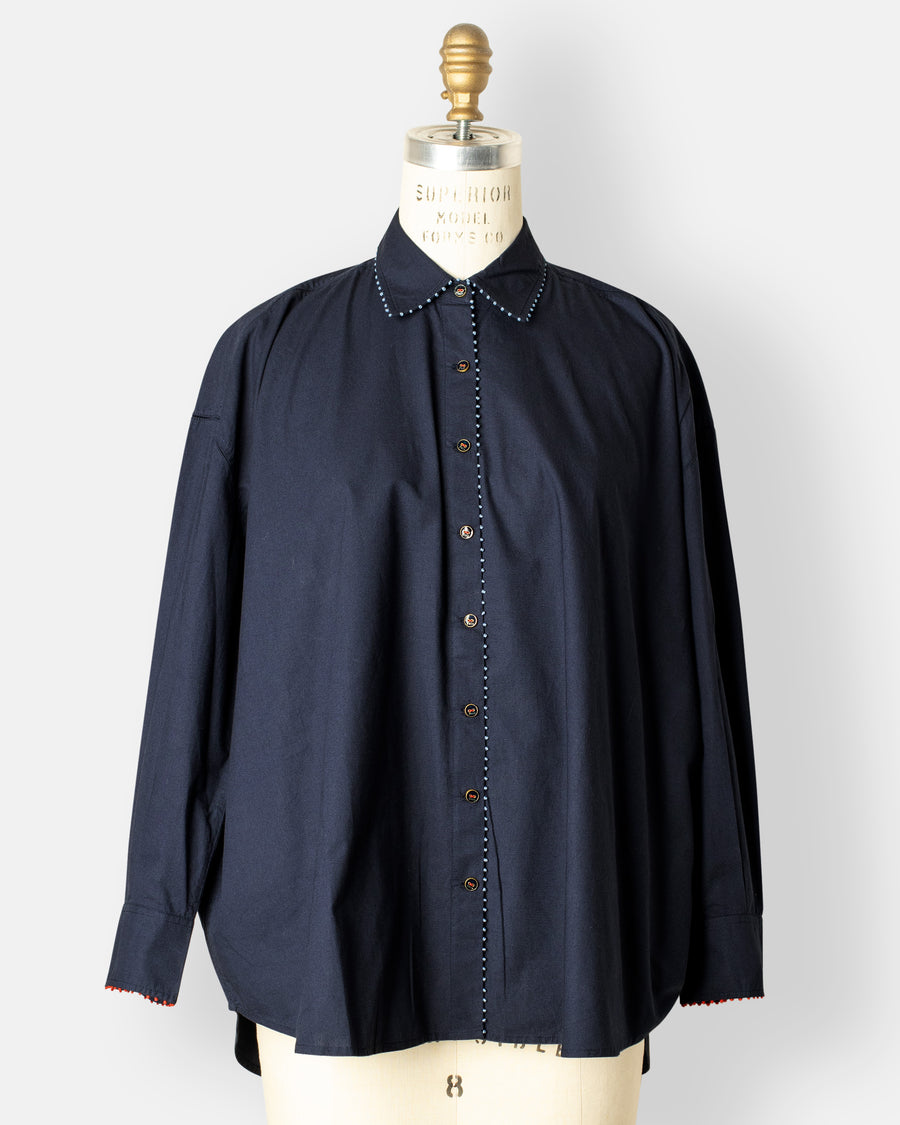 french knot trimmed shirt