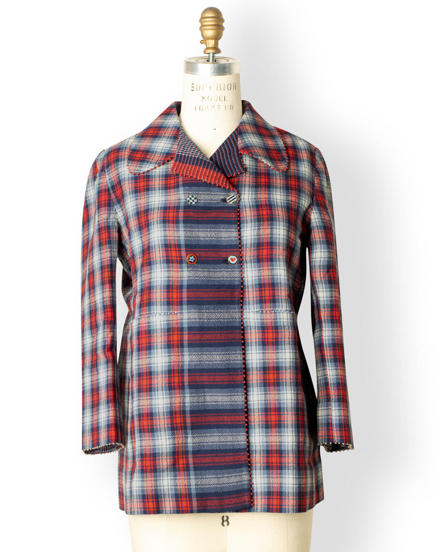 reversible double faced plaid jacket
