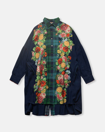 long shirt with floral embroidery