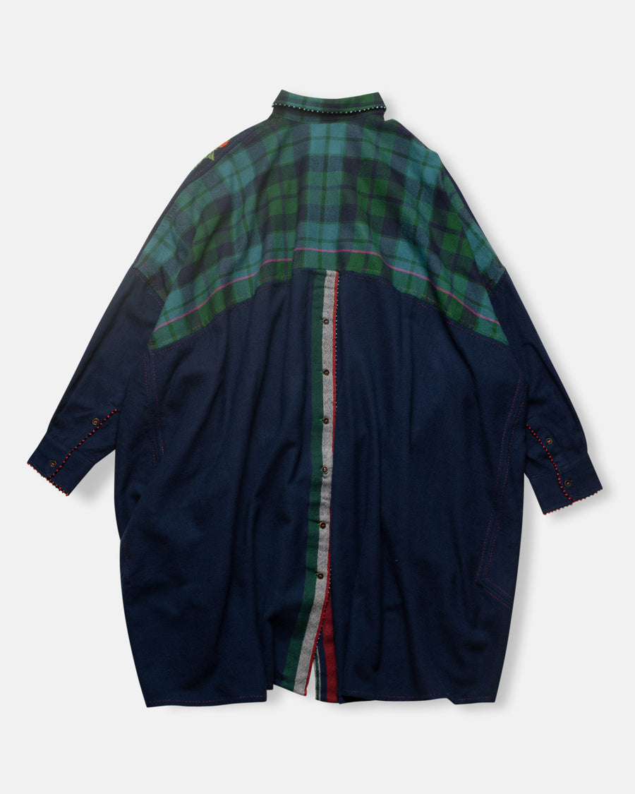long shirt with floral embroidery