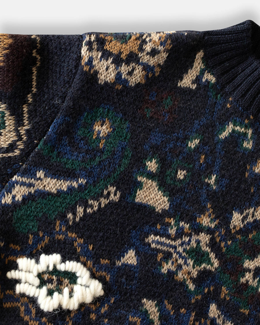 floral  jacquard knit pullover