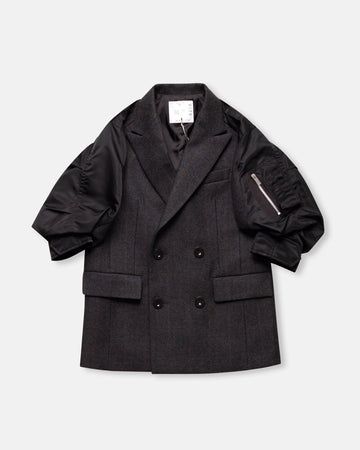 double faced plaid melton jacket