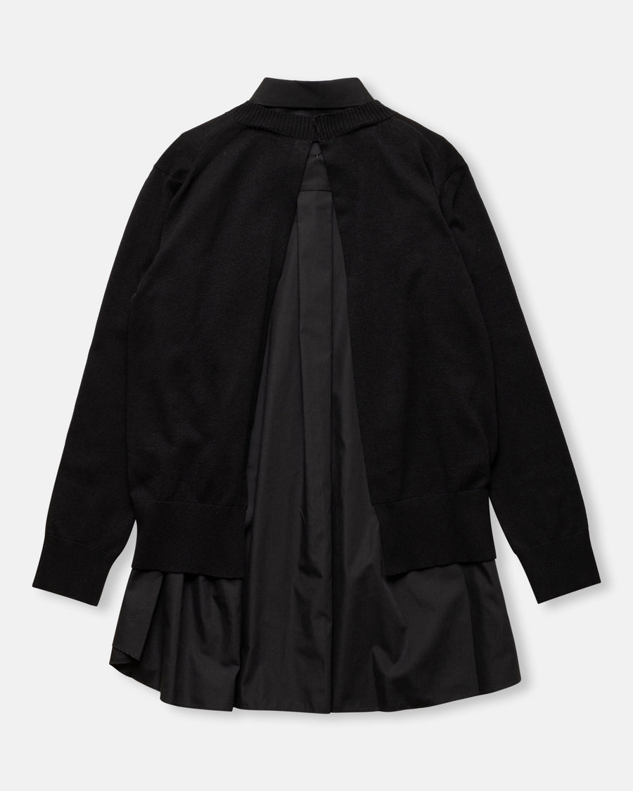 poplin x cotton knit dress black