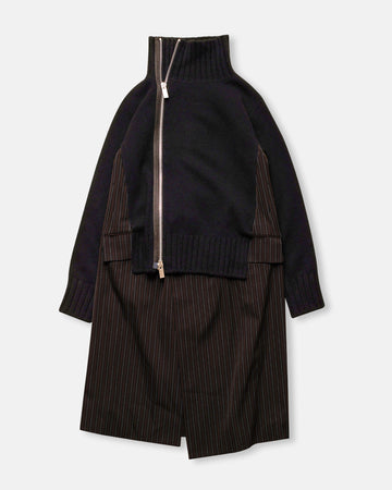 stripe doeskin x wool knit coat dress