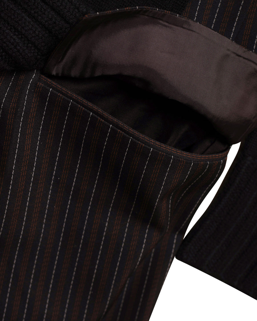 stripe doeskin x wool knit coat dress