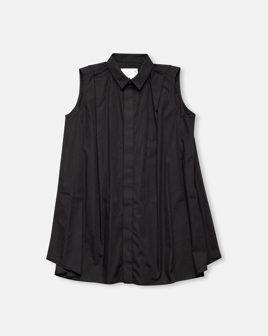 poplin x cotton knit dress black