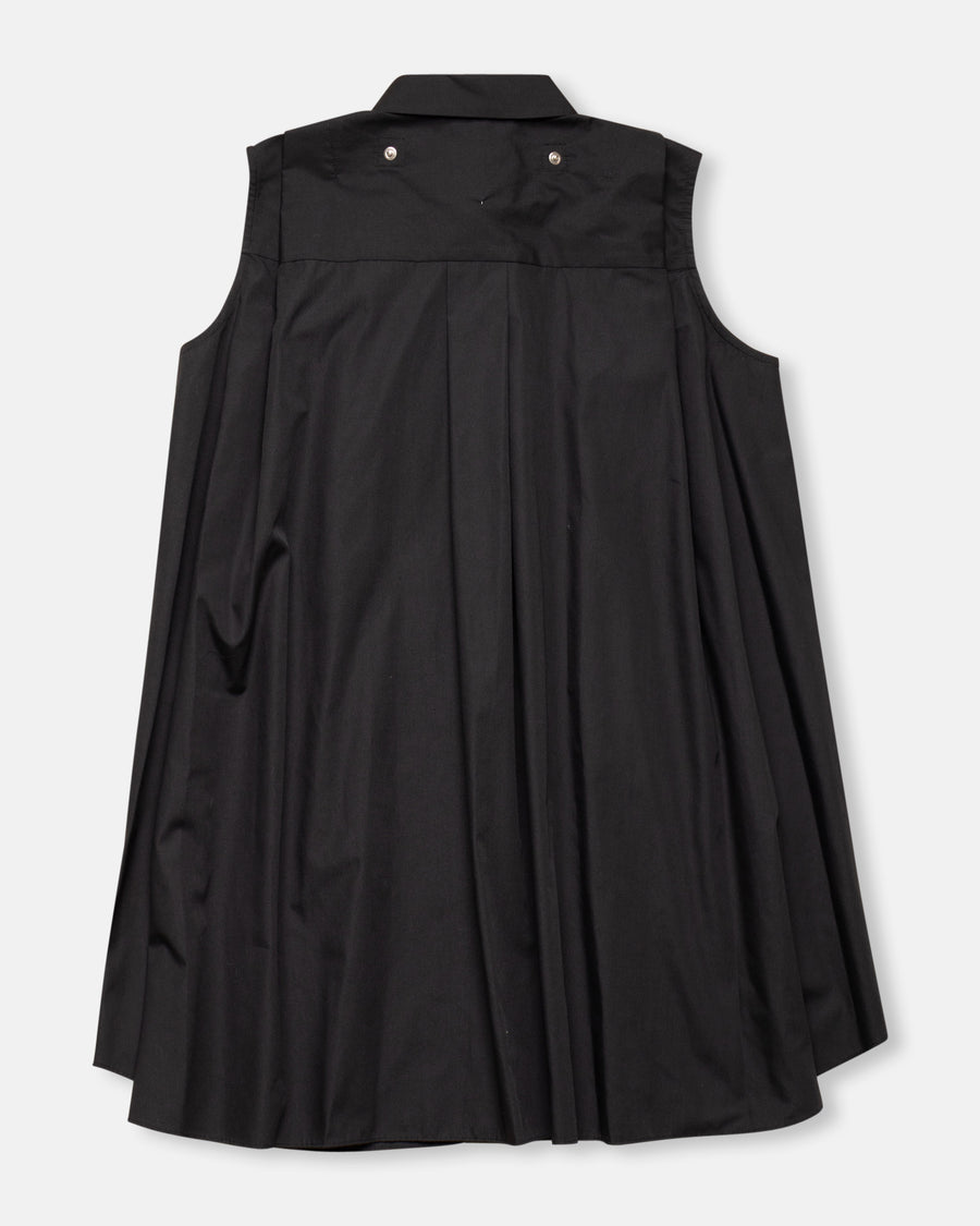 poplin x cotton knit dress black