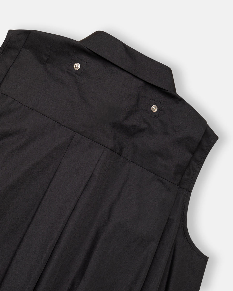 poplin x cotton knit dress black