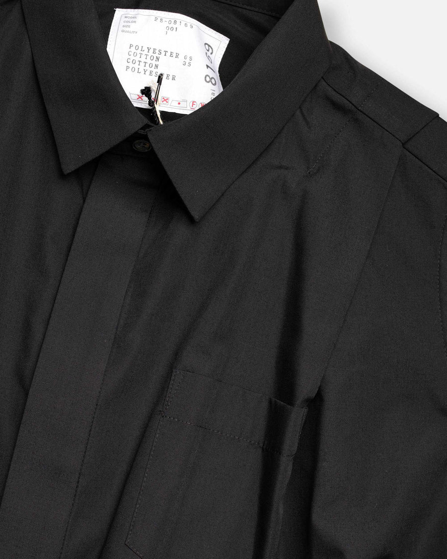 poplin x cotton knit dress black