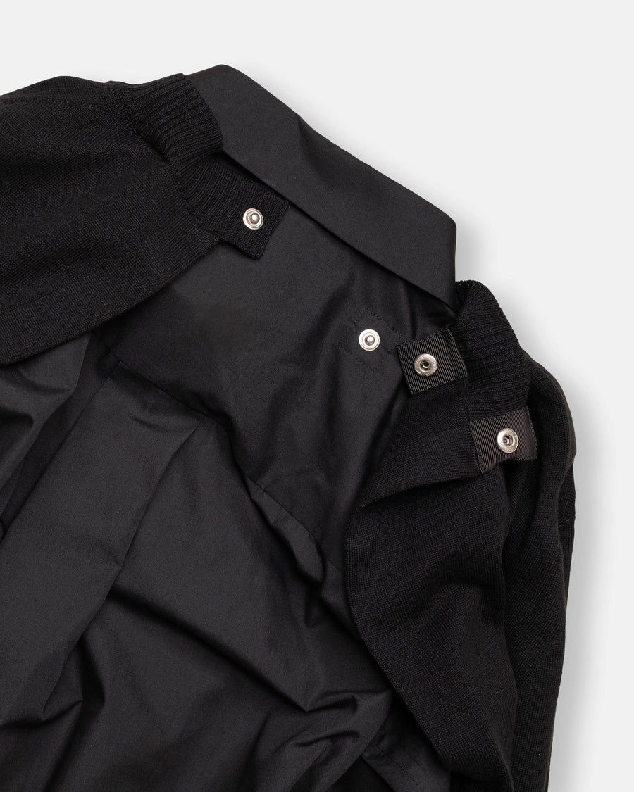 poplin x cotton knit dress black