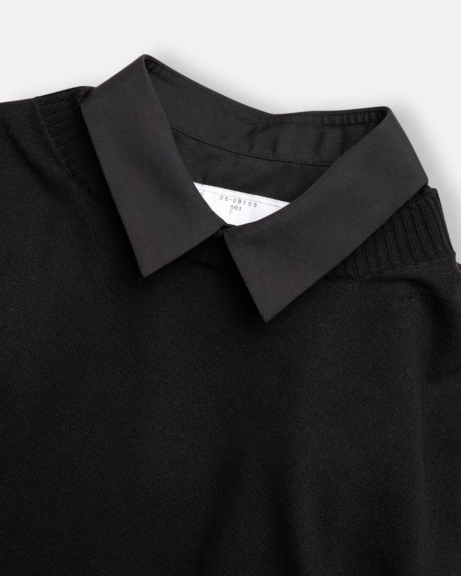 poplin x cotton knit dress black