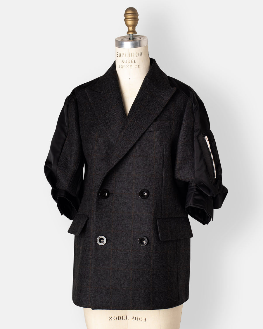 double faced plaid melton jacket