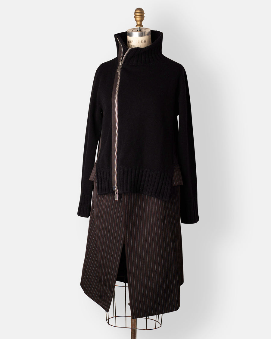 stripe doeskin x wool knit coat dress