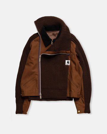 sacai x carhartt duck x wool knit jacket
