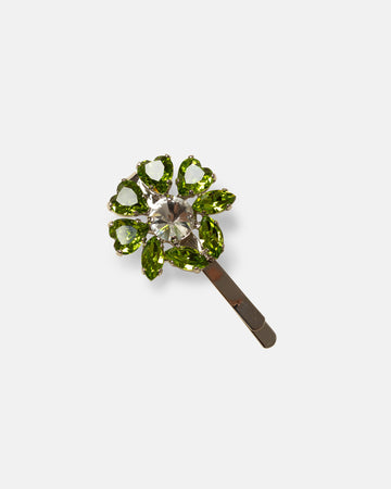 mini heartbloom hair clip green