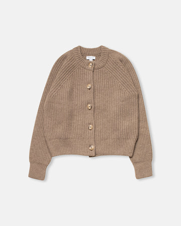 ribbed crew neck cardigan
