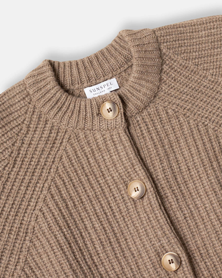 ribbed crew neck cardigan