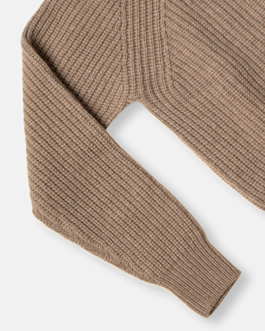 ribbed crew neck cardigan