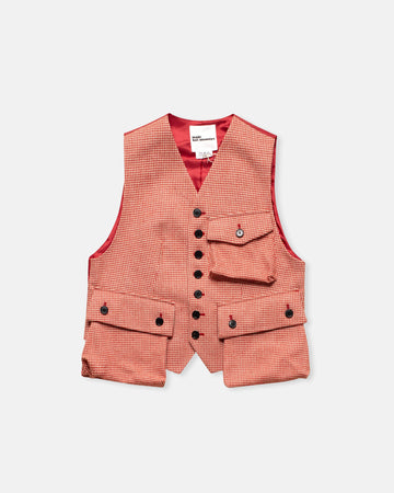 houndstooth pattern tweed vest