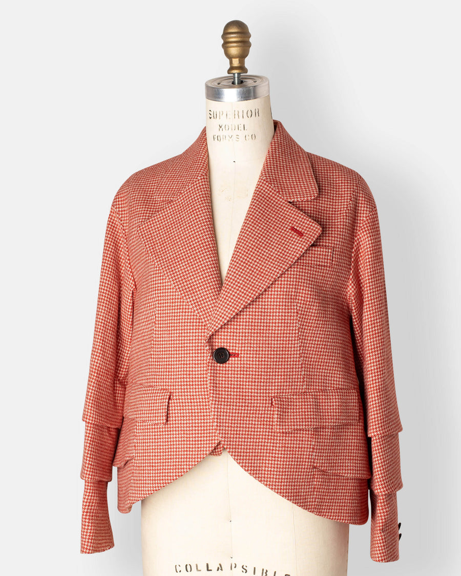 houndstooth pattern tweed jacket
