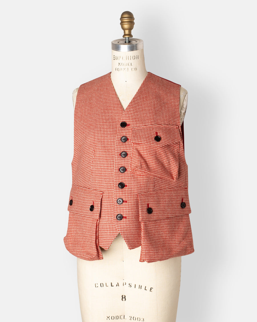 houndstooth pattern tweed vest