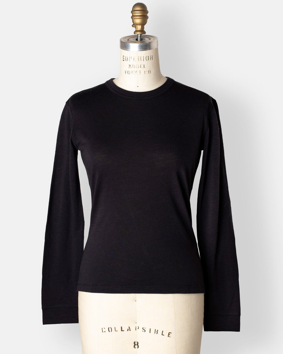 merino long sleeve top ebony