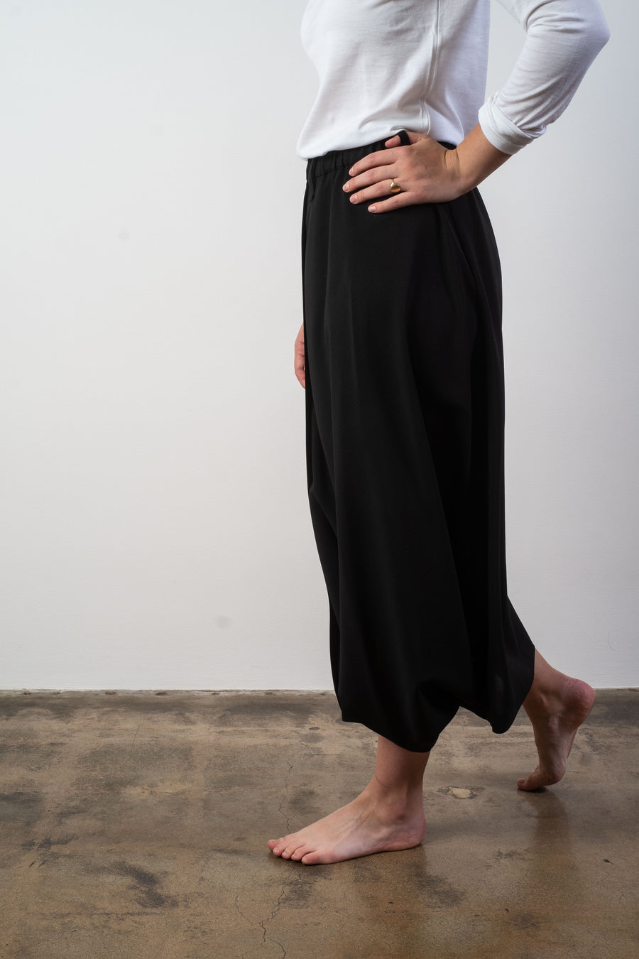 draped front trousers