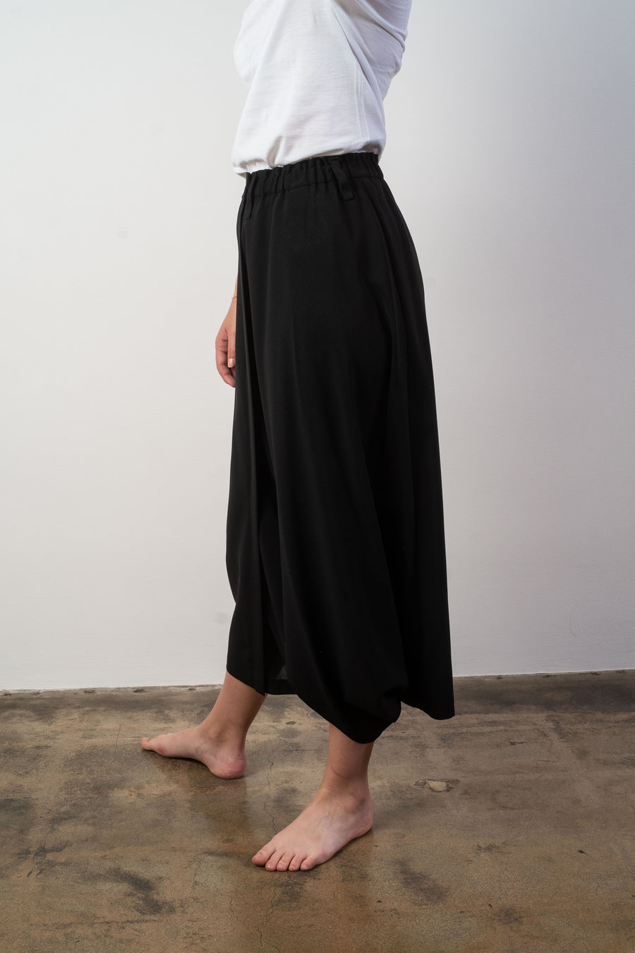 draped front trousers