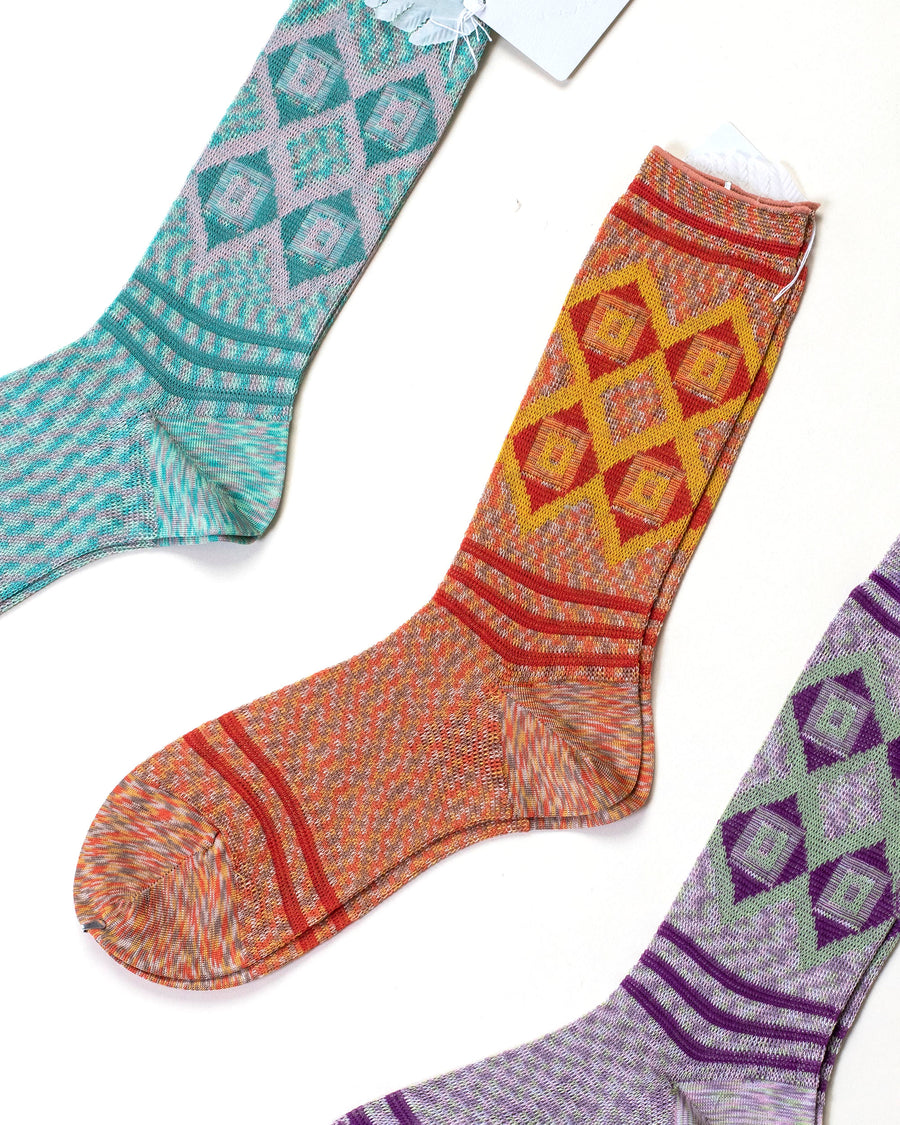 melange jacquard socks