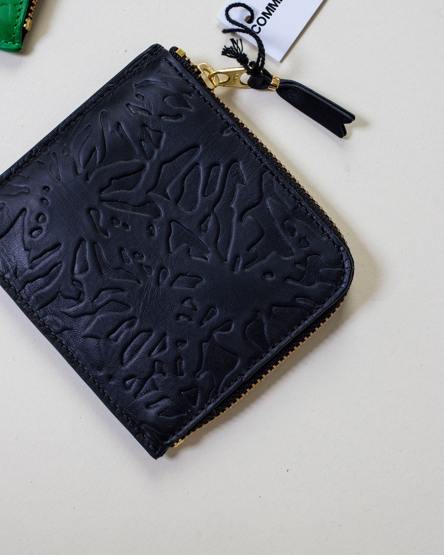 Embossed Zipped Wallet Black