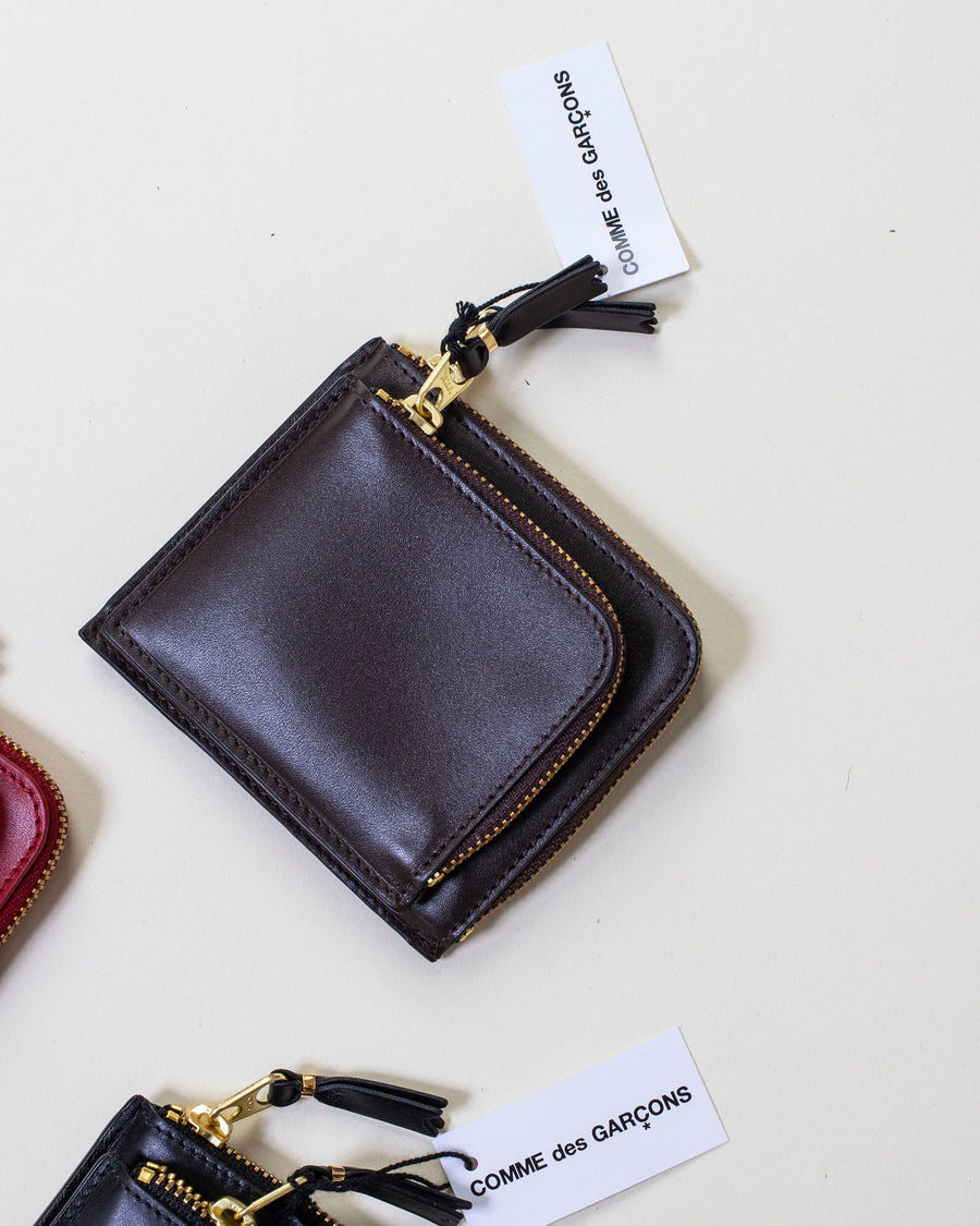 smooth leather half-zip wallet