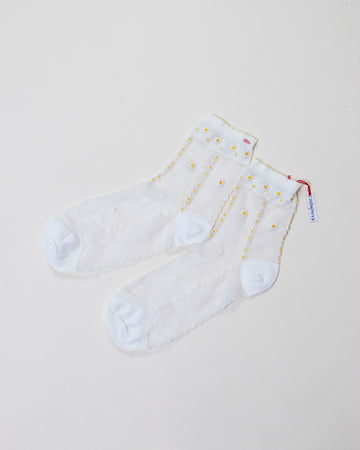 sheer beaded daisy socks