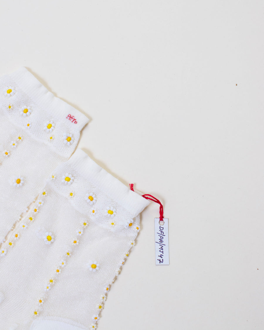 sheer beaded daisy socks