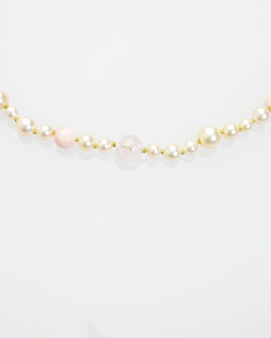 akoya pearl, agate and opal necklace